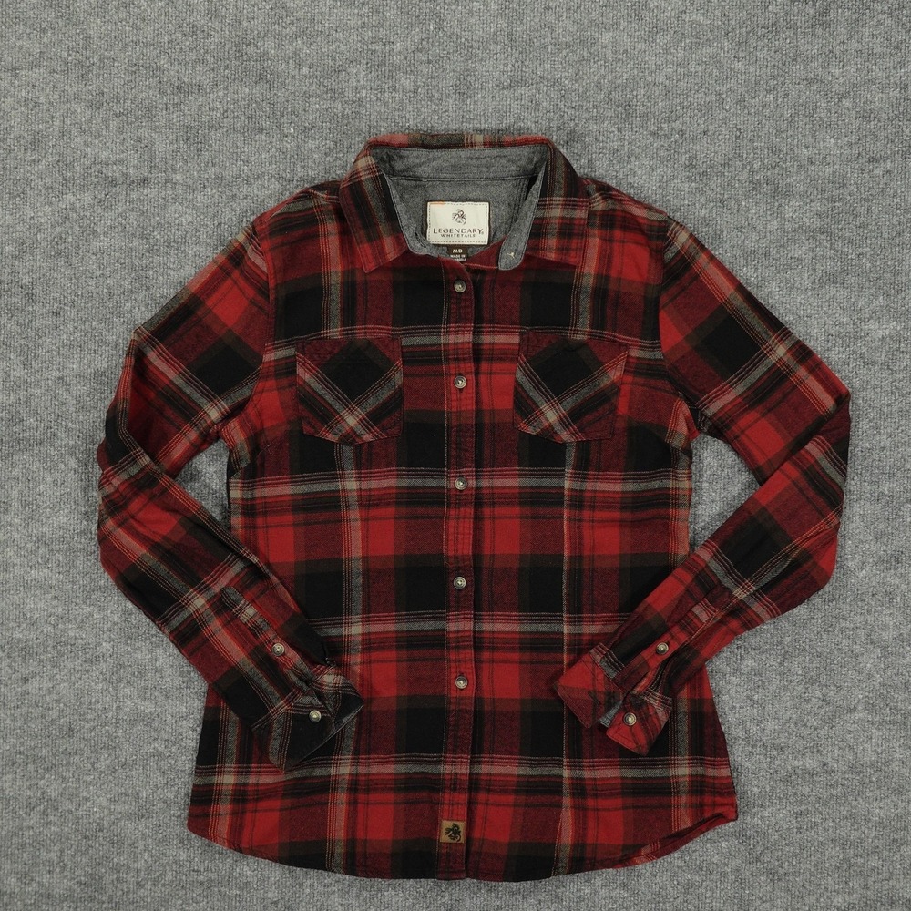 Legendary Whitetails Shirt Womens Medium Red Flannel Plaid Button Long Sleeve